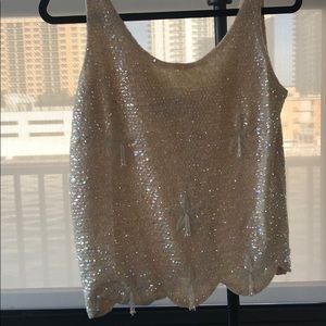 VINTAGE Sequined Scalloped-Bottom Top